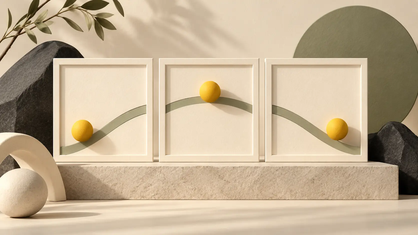 Three consecutive frames with a yellow ball on the arc show movement.